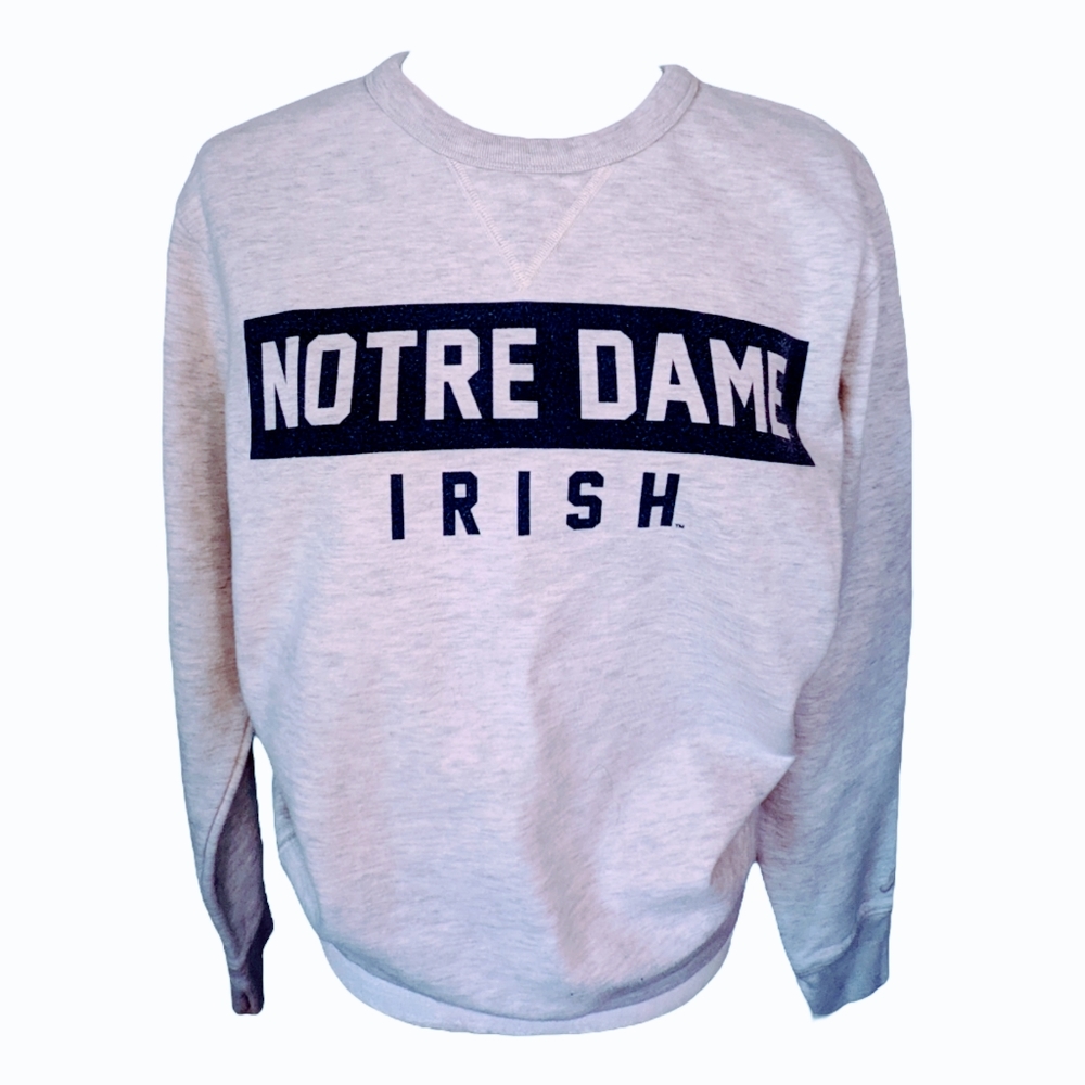 League Notre Dame Go Irish Crew Neck Collegiate Sweatshirt Womens Small Oatmeal